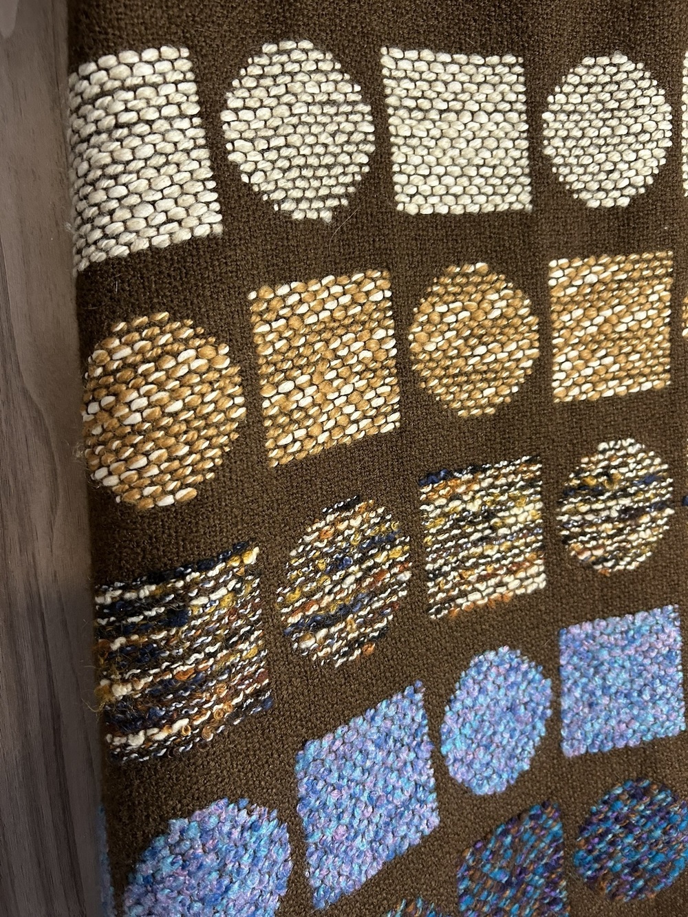 Vintage Artisanal Woven Geometric A-Line Skirt Heavy Knit Long 34" Waist - Picture 2 of 9